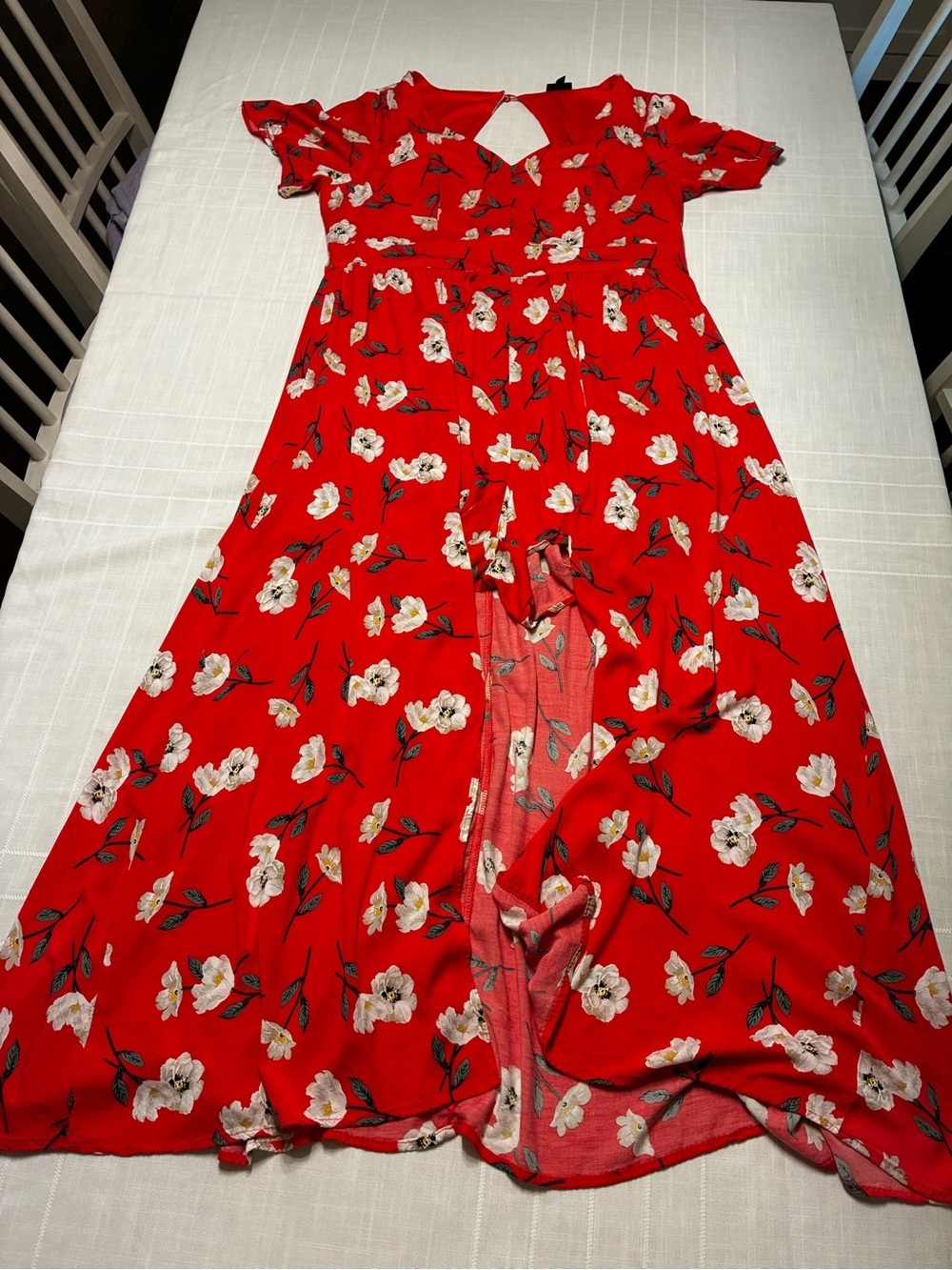 Torrid Floral Maxi Challis Walk-Through Dress In Vibrant Salmon Pink Color - Picture 6 of 10